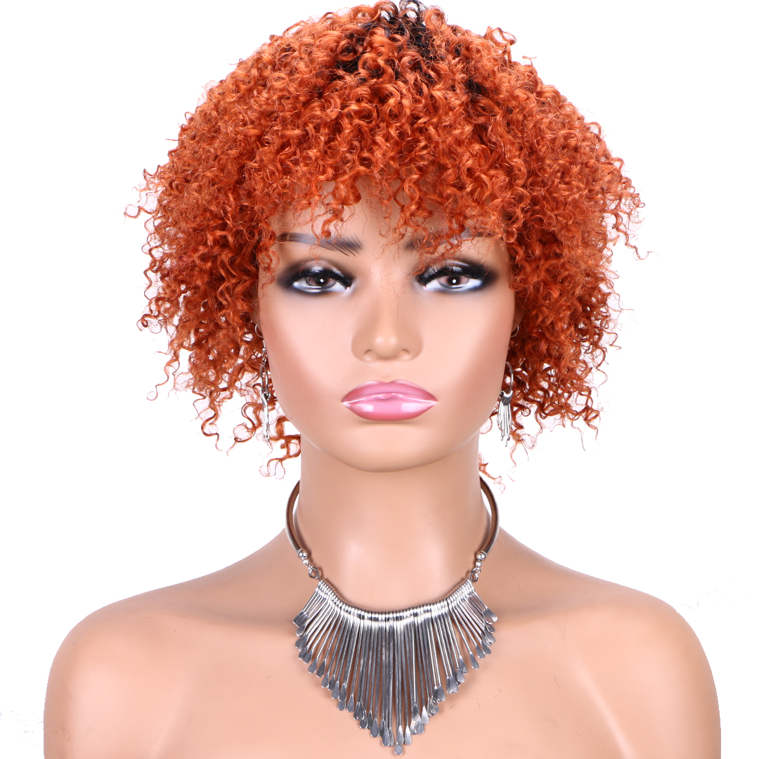 Human Hair Wig 6 Inch Real Hand Tied Lace Wig Tight Wool Curly Afro Kinky Texture Natural Black Hair Wig For Women Soft Lightweight