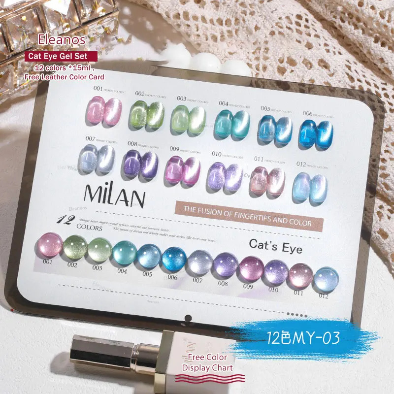 Eleanuos 12 Colors Cat Eye Gel Nail Polish Set For Nail Salon Super Bright Explosive Flash Cats Eye Magnetic Gel Set 250326