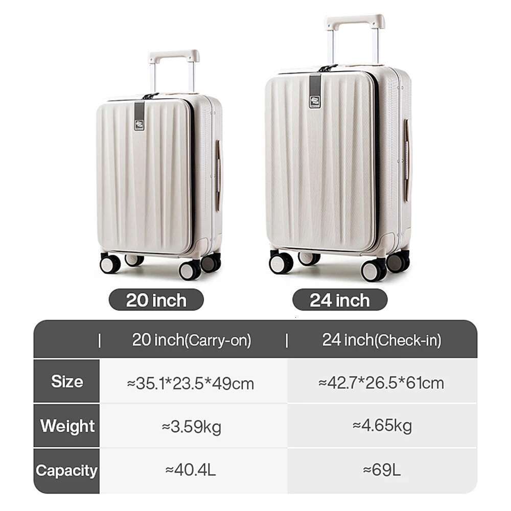 Hanke Innovative Design 20" Carry On Suitcase 24" Travel Lage Aesthetic Narrow Aluminum Frame PC Hardside Spinner Wheel H9860