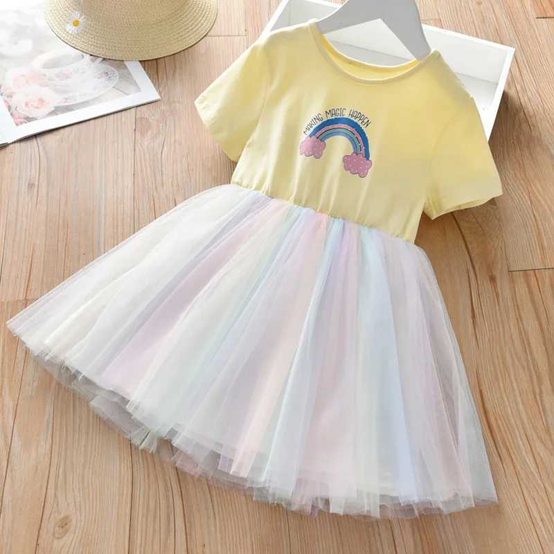 2025 new womens summer princess dress short sleeved pure cotton childrens dress Par girl dress childrens clothing 3-8Y W250326