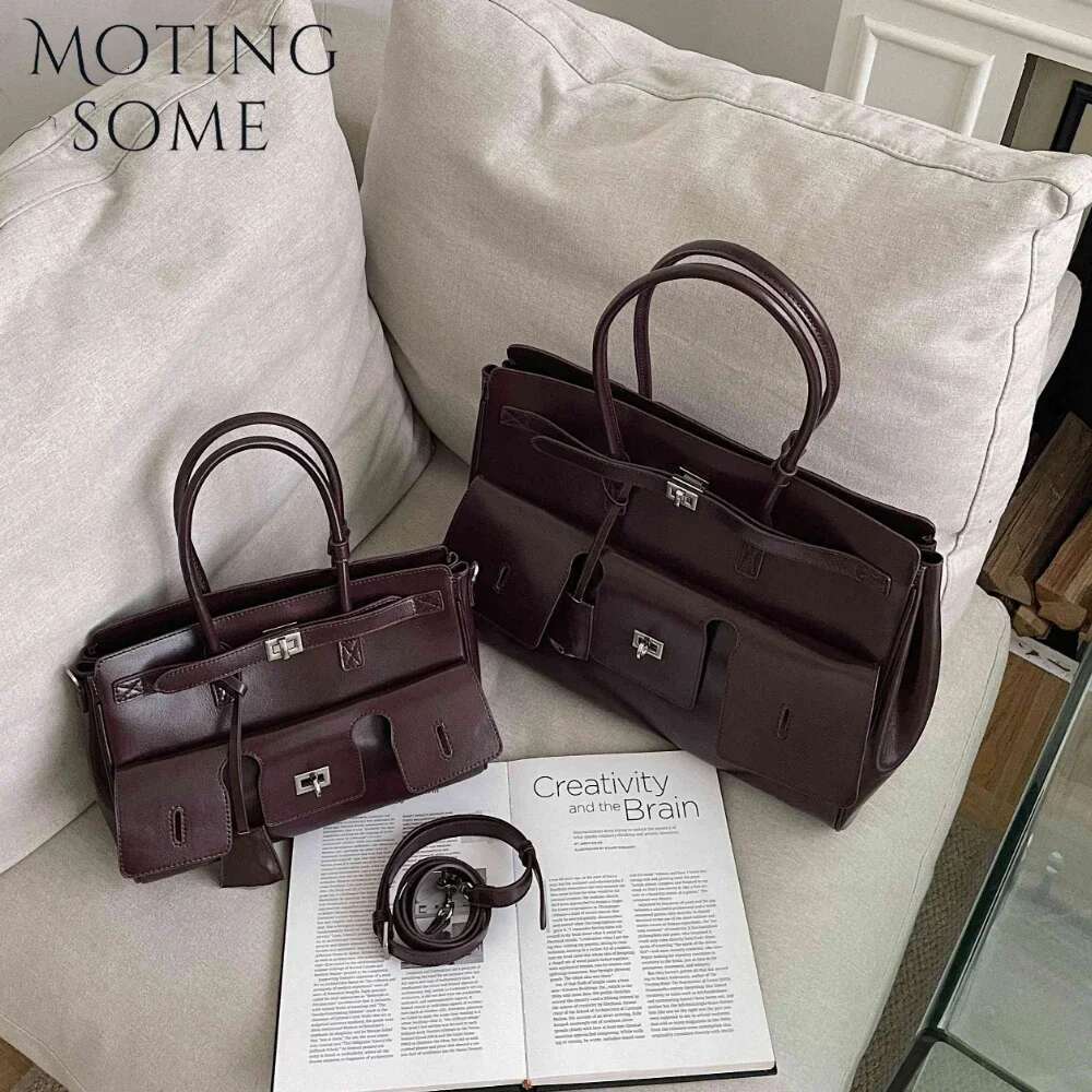 Motingsome Cowhide Tote Frist Layer Genuine Leather Women Lady 2025 Motorcycle Purse Niche Underam Messenger Bag