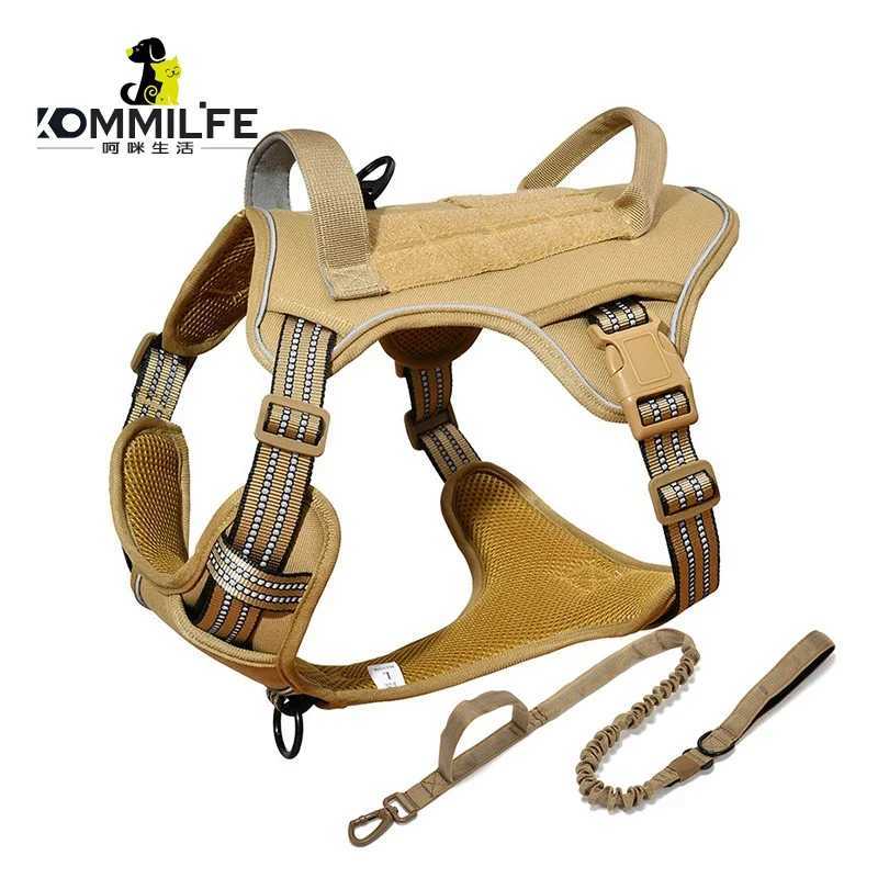 KOMMILIFE tactical dog harness vest personalized dog harness and belt set external tactical training vest for medium and large dogs X250326