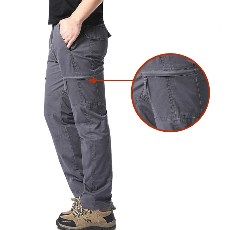 High quality mens cotton cargo pants casual multi pocket tactical spring and autumn outdoor camping hiking work 250326