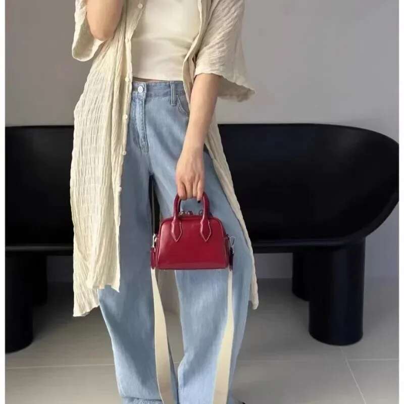 2024 Handmade High-Quality First-Layer Cowhide Underarm Shoulder Crossbody Boston Genuine Leather Women's Bag