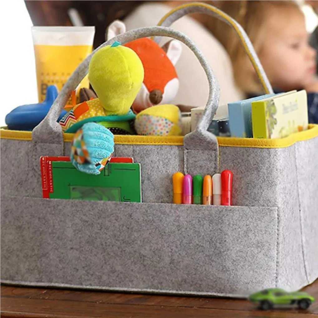 Felt Cloth Diaper Bag Baby Organizer Zipper Nursery Storage Changeable Makeup Clothes Multifunction Large CapacityC250326