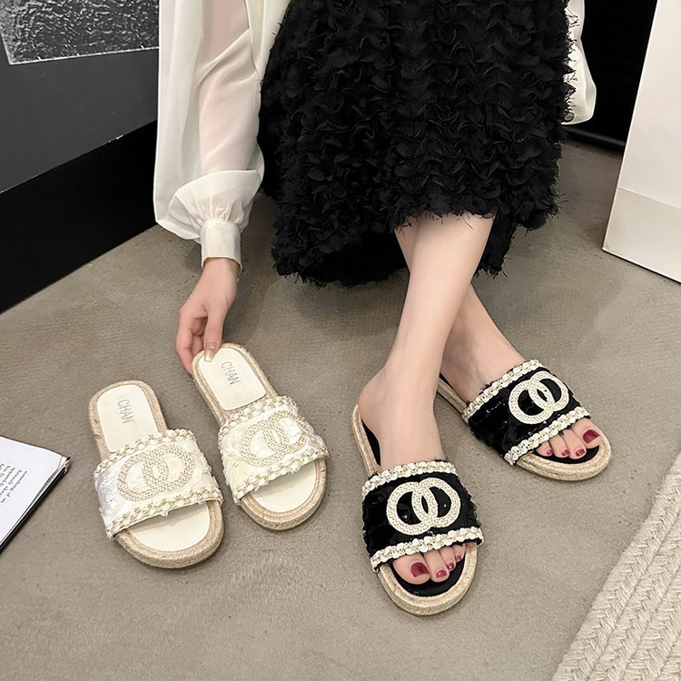 Free shipping designer women slippers beige black antislip breathable comfortable indoor casual sandals new