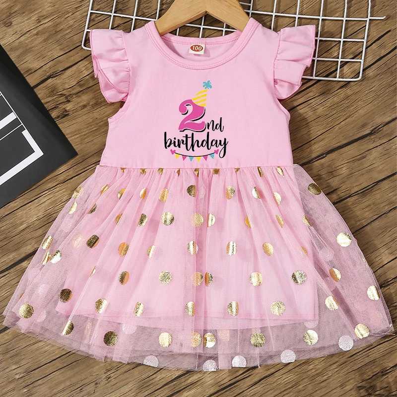 Girl Birthday Cute Dress Birthday Number 1 2 3 4 5 6 Graphic Princess Dress Clothes Baby Girls Tulle Dress Casual Clothing W250326