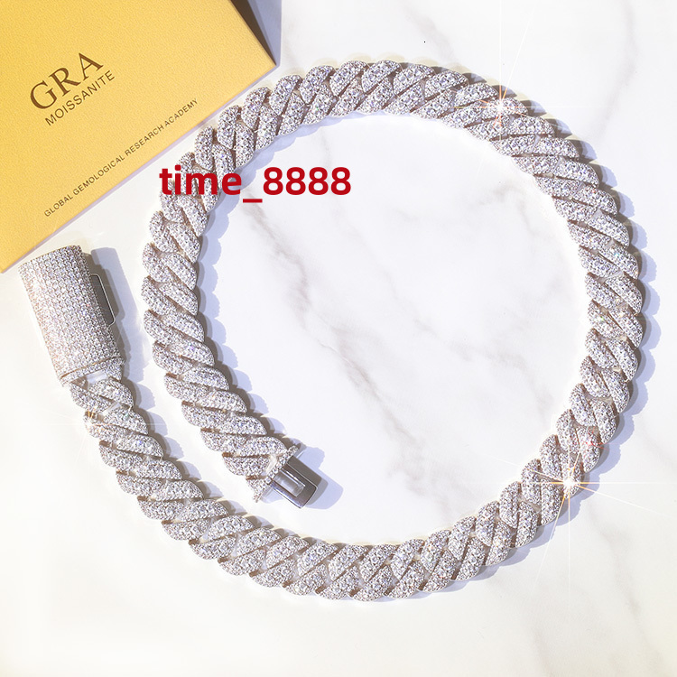 Custom Men Jewelry 16mm 3rows Cuban Link Chain Iced Out Vvs D Moissanite Necklace Link Bracelet Cuban Chain Jewelry