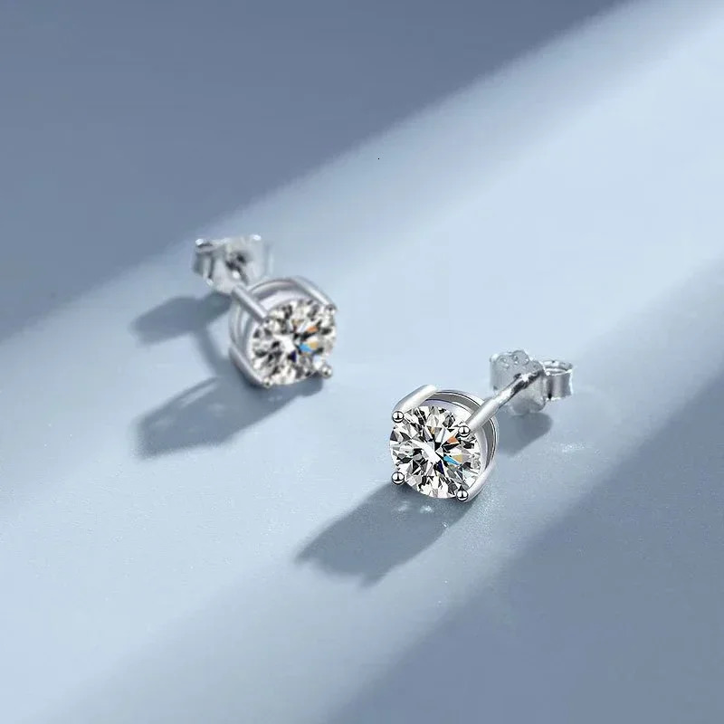 NeeTim Earrings for Women S925 Sterling Silver Green Pink Red Black Blue Sparkling Diamond Ear Studs Fine Jewelry 250318