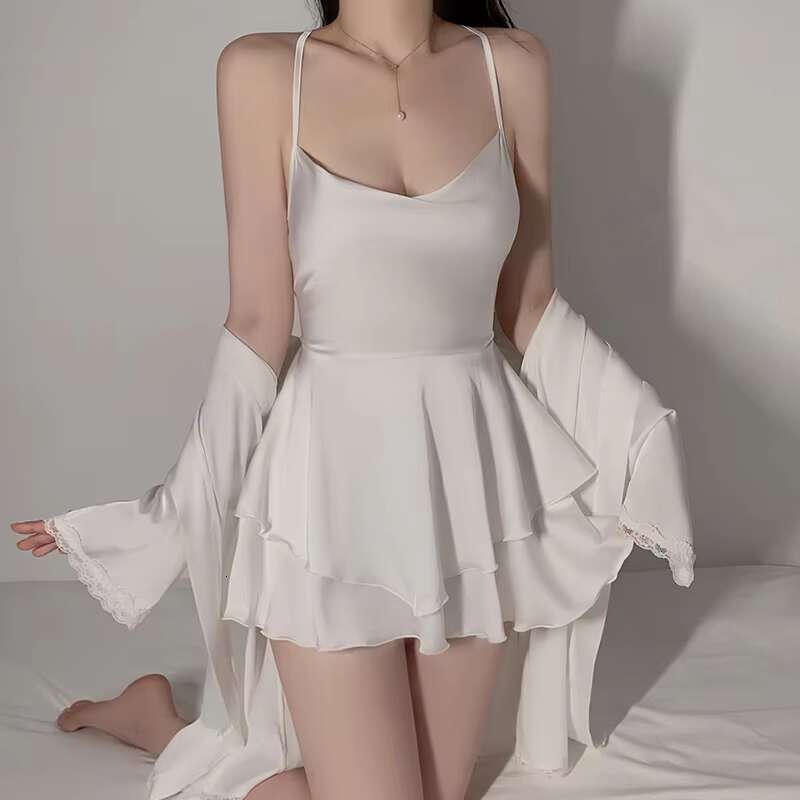 Hot Sale Sexy Pyjama Women Sleepwear Casual Satin Seductive Nightgown Ladies Home Wear Pijamas Mujer Night Dresses For Woman Set