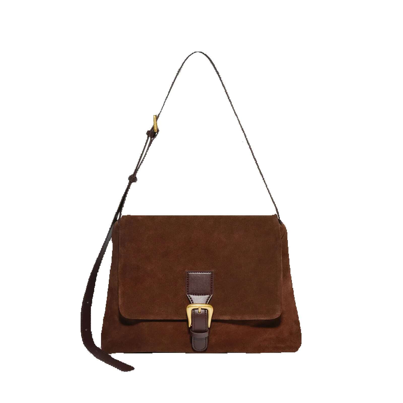 Leather Tote Women's Vintage Suede Underarm Bag Large Capacity Commuter Frosted Cowhide Crossbody Shoulder Bag