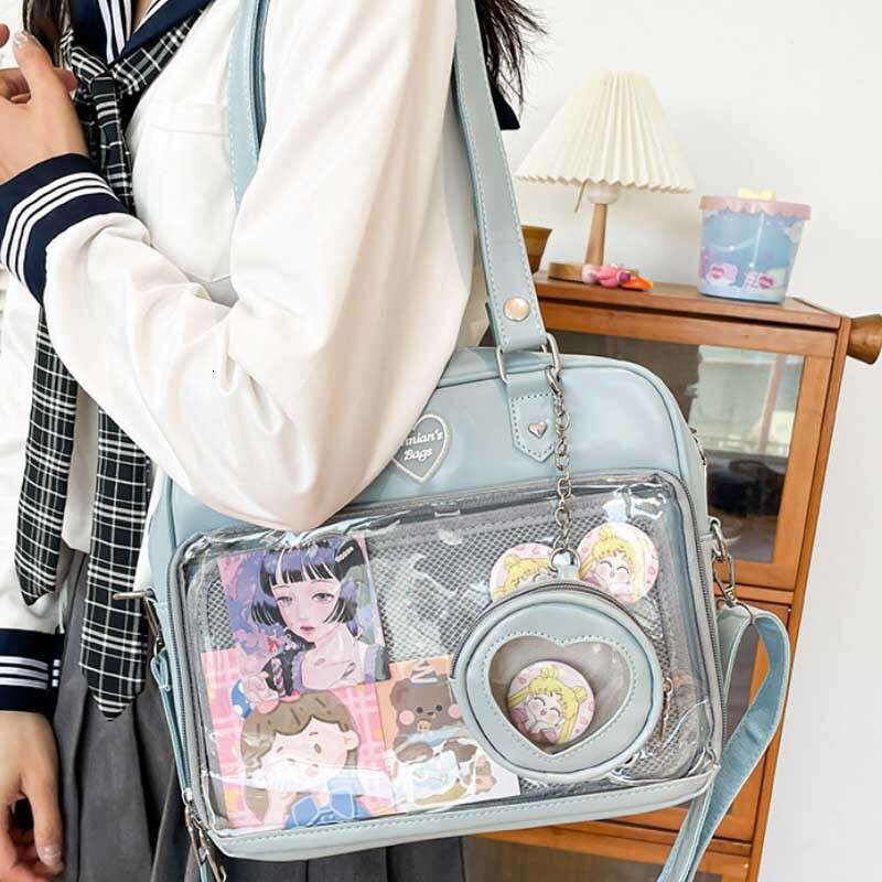 41 Cute Female Soft Girl Pain Transparent Academy Wind Tie Board JK Baby Single Shoulder Crossbody Bag