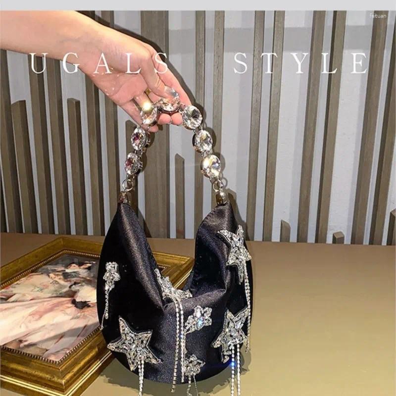 Totes Women Silk Bucket Bag Dia Tassel Evening Shoulder Hobo Party Purse Girl Handbags Female Clutches Bolsos