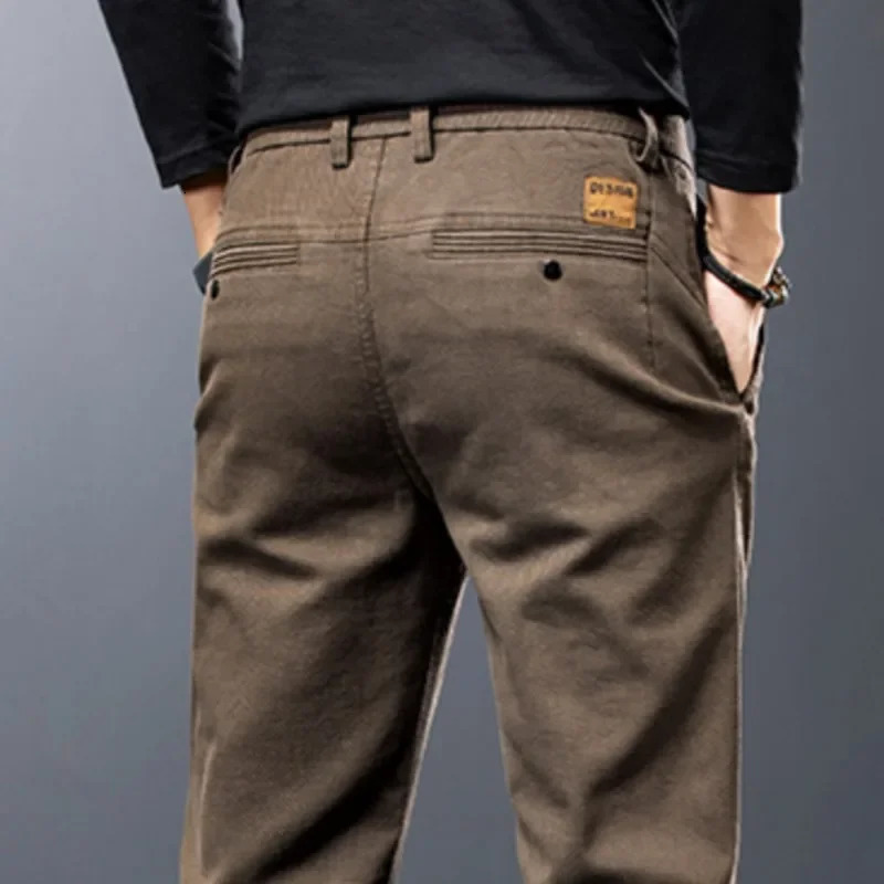KUBRO Mens Casual Cotton Solid Color Spring and Autumn Straight Business Work Pants High Quality Fashion Black Grey Trousers 250326