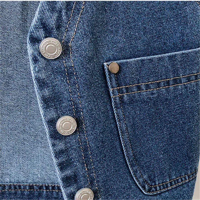 Spring and Autumn womens short denim vest jacket single chest Korean ultra-thin casual denim vest womens waist top Chaleco Mujer 250320
