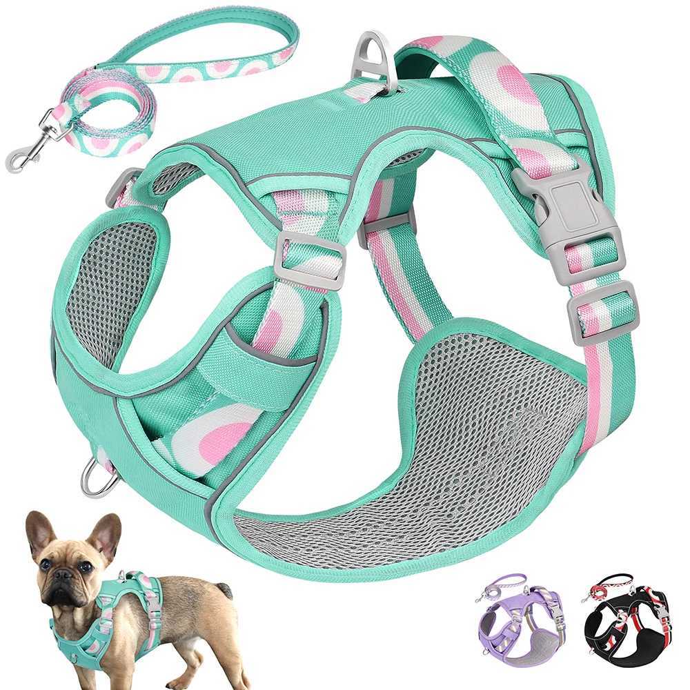 Reflective dog harness set non pull nylon dog vest with control handle pet lead suitable for medium-sized and large dogs X250326