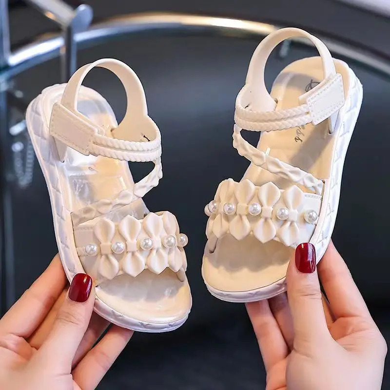 Girls Elegant Sandals - Versatile Stylish For IndoorOutdoor Beach-Ready Princess Shoes With Beaded Tassels Breathable Li 250326