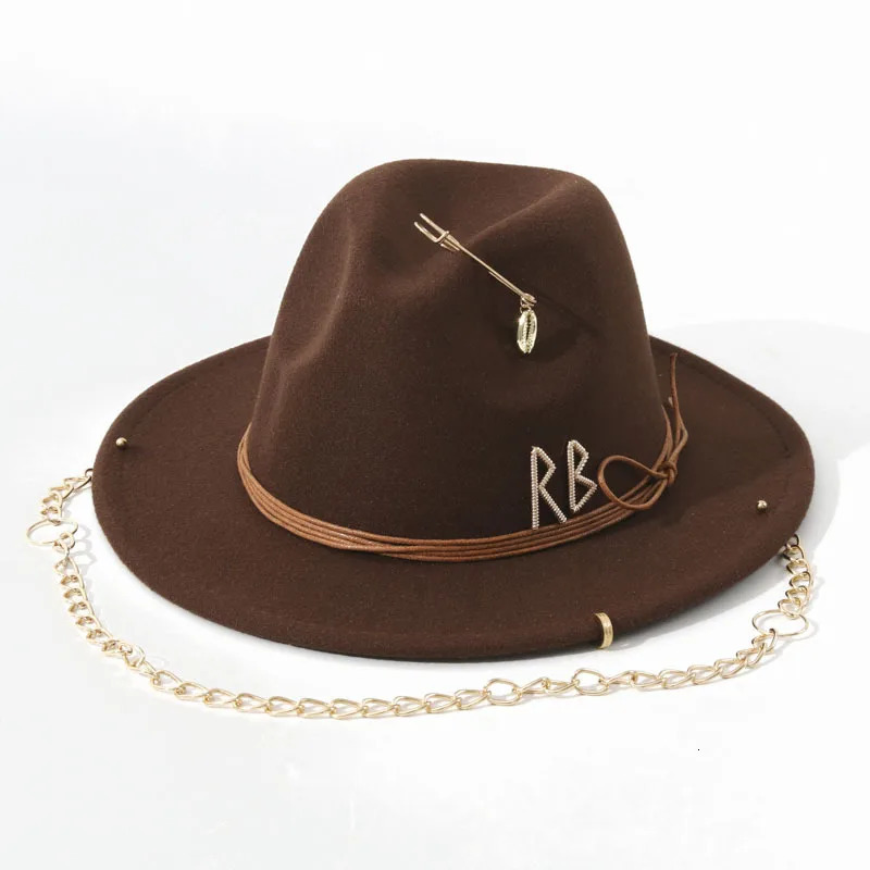 chain fedoras hats for women church hats ladies elegant wedding hat 250325