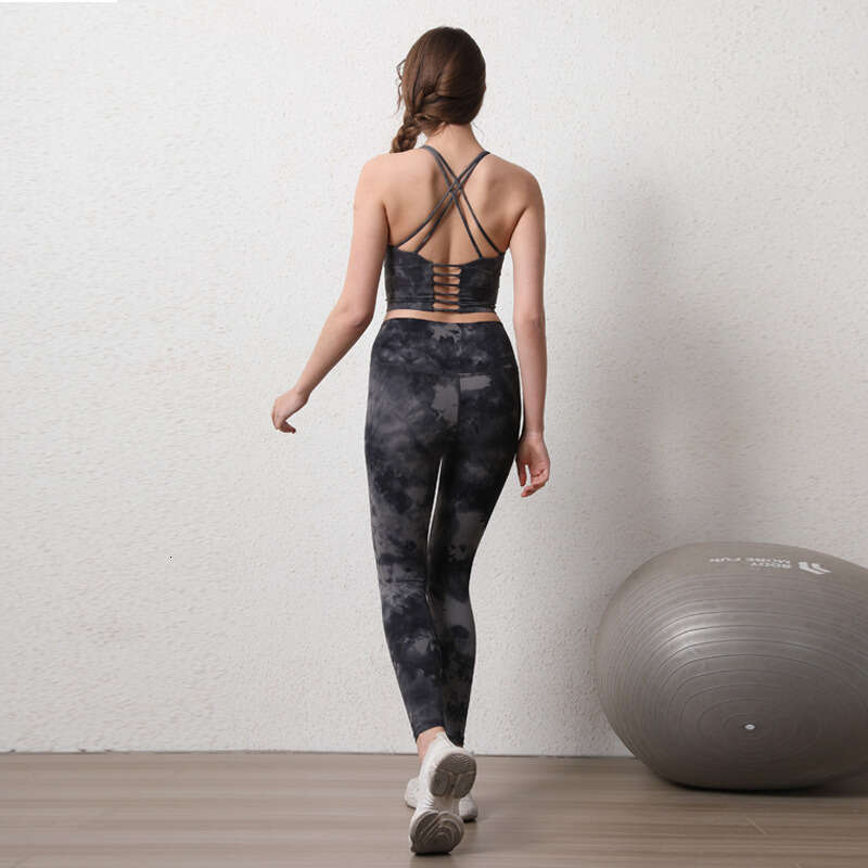 Women Yoga Pants Tie Dye Beautiful Back Sports Bra Women S Gathering And Shaping Vest Running Speed Drying Training Fitness Yoga Suit Two Piece Set