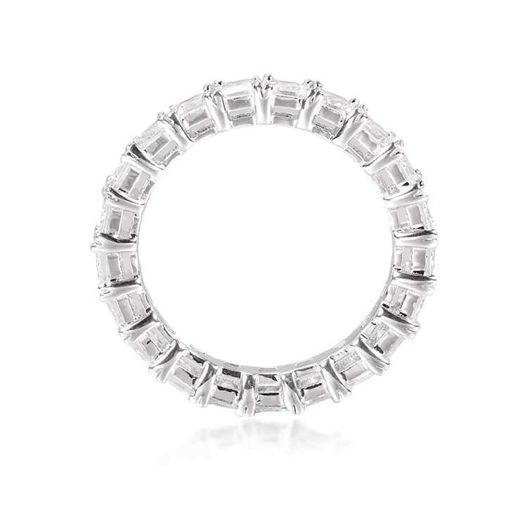 Rhodium Plated Bride Jewelry S925 Silver Eternity Diamond Engagement Tennis Ring Cubic Zirconia Wedding Baguette Band Ring