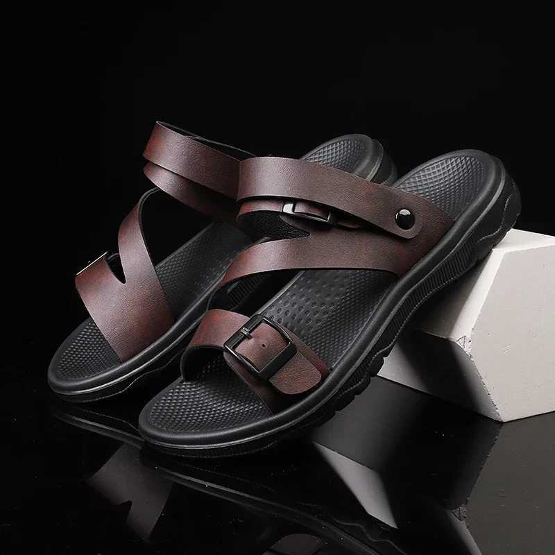 Mens summer sandals outdoor casual sports slippers PU leather N-Slip breathable Roman shoes beach flip garden shoesXJ250326