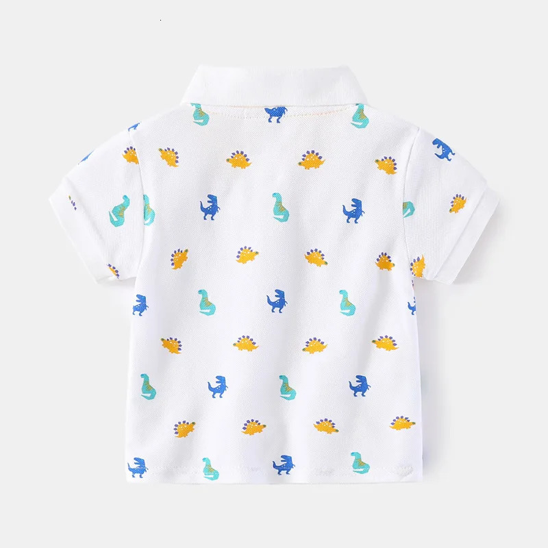 Formal Polo Shirts for Kids Polos Boy Toddler Clothes Party White Dinosaur Cute Korean Gentleman Shirt Summer Tops 2 4 6 7 Years 250326