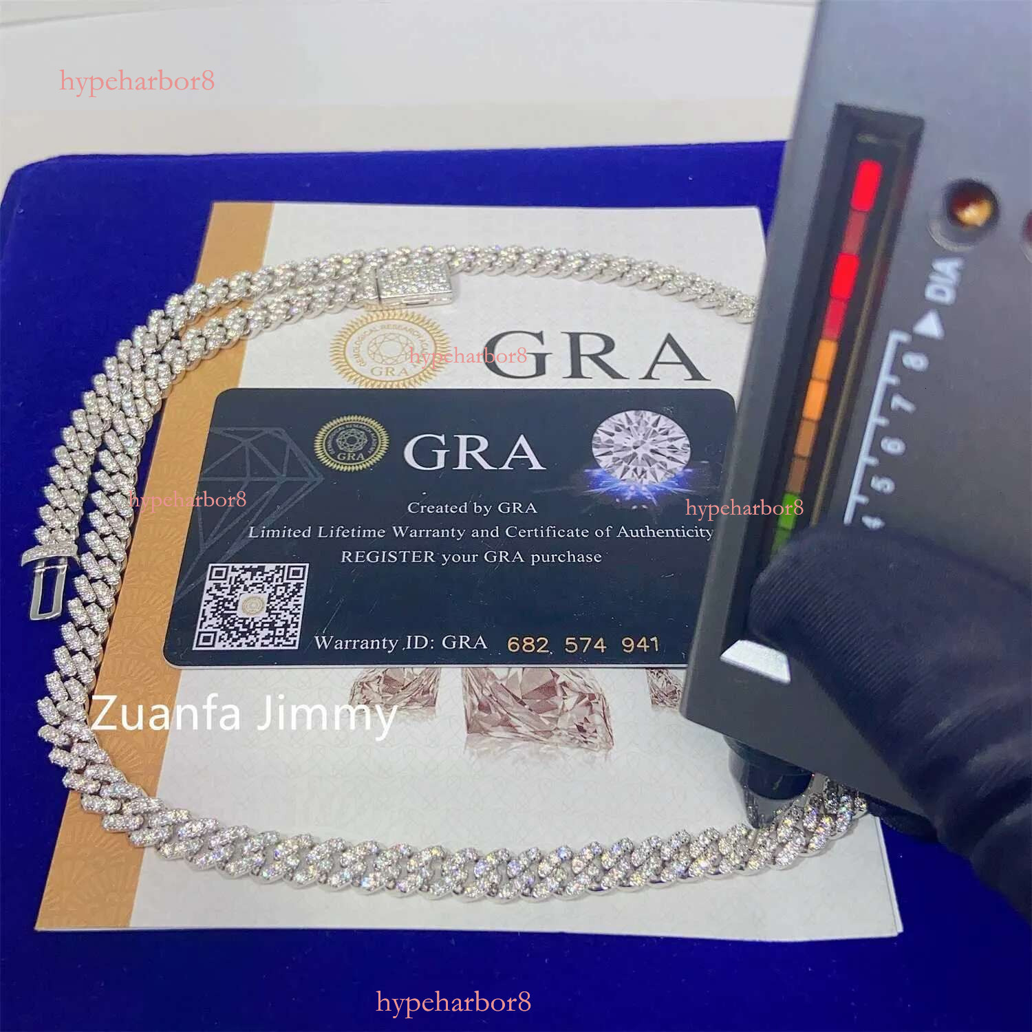 Pass Dia Tester Gra Certificates 6mm 8mm Width One Row Sterg Sier Vvs Moissanite Cuban k Chain Necklace