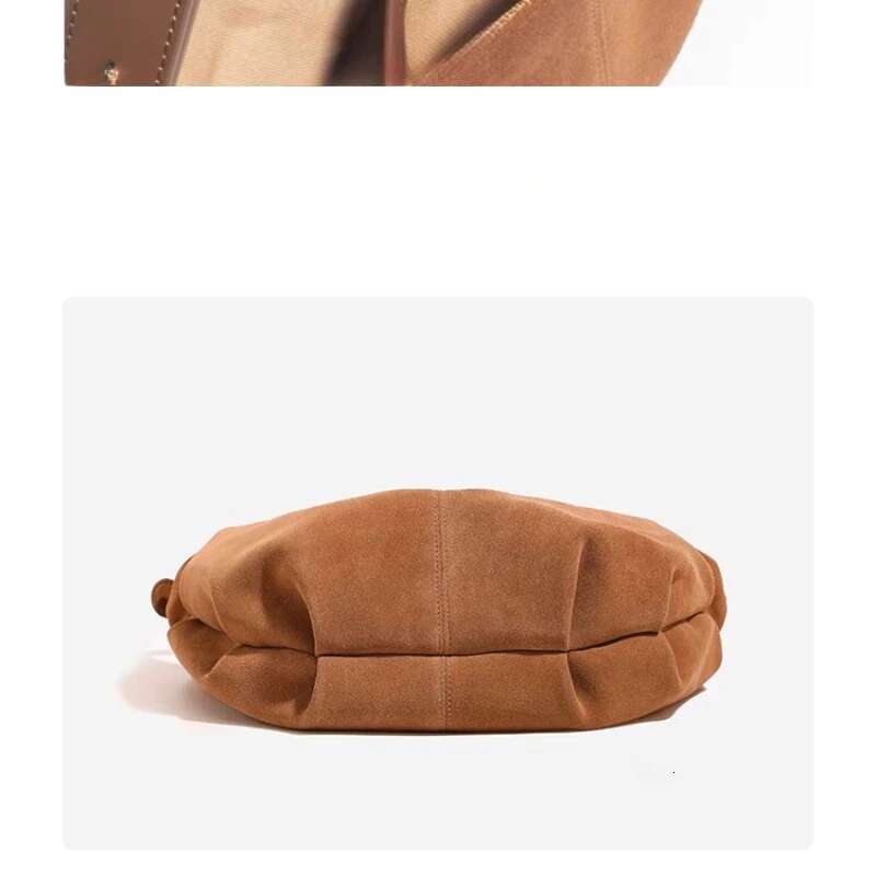 New 2025 Winter Russia Style Camel Deep Red Armpit Underarm Shoulder Matting Suede Cow Leather Female Crossbody Bag