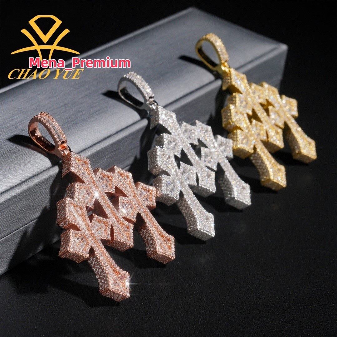 European American 925 Silver Mosan Cross Stitching Pendant Hot Selling Fashion Necklace Moissanite Pendants Charms