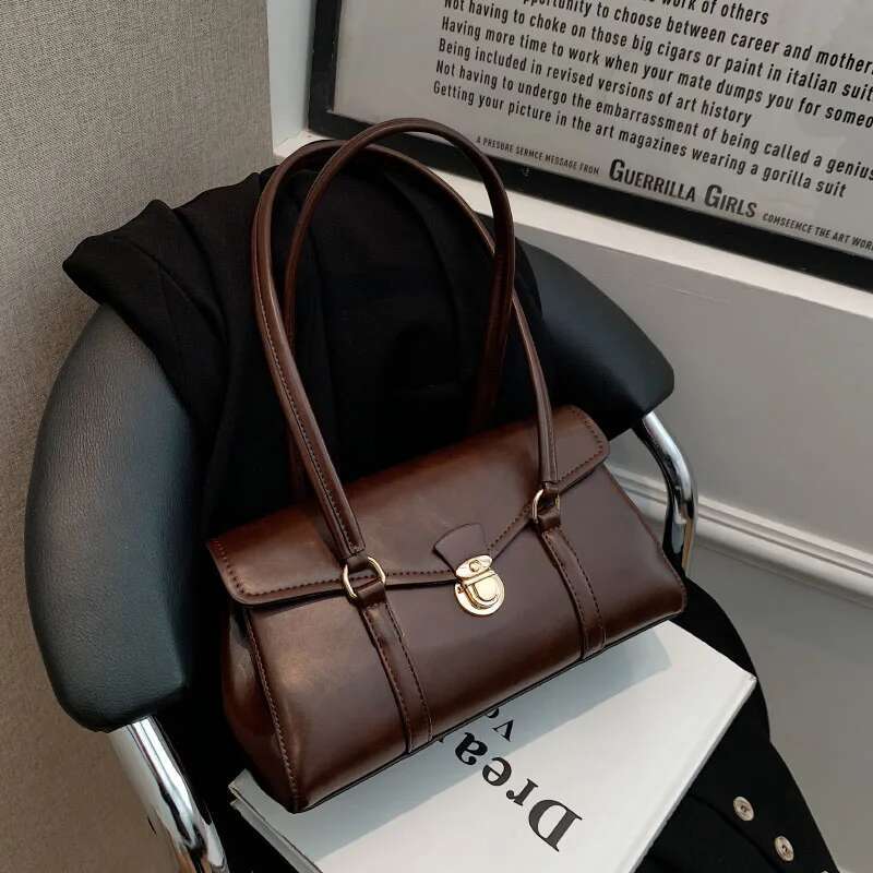 Solid Handbag For Women High Quality Leather Tote Bags 2023 Vintage Trend Shoulder Women's Underarm Bag