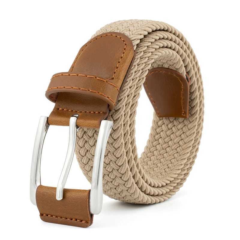 105cm Adjustable Buckle Braided Strap Unisex Jeans Trouser Pants with Womens Metal Lock Waist Belt W250326