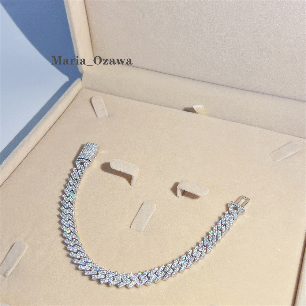 Custom 8mm Moissanite Diamond Cuban Chain Hip Hop Men Jewelry Iced Out Cuban Link Bracelet