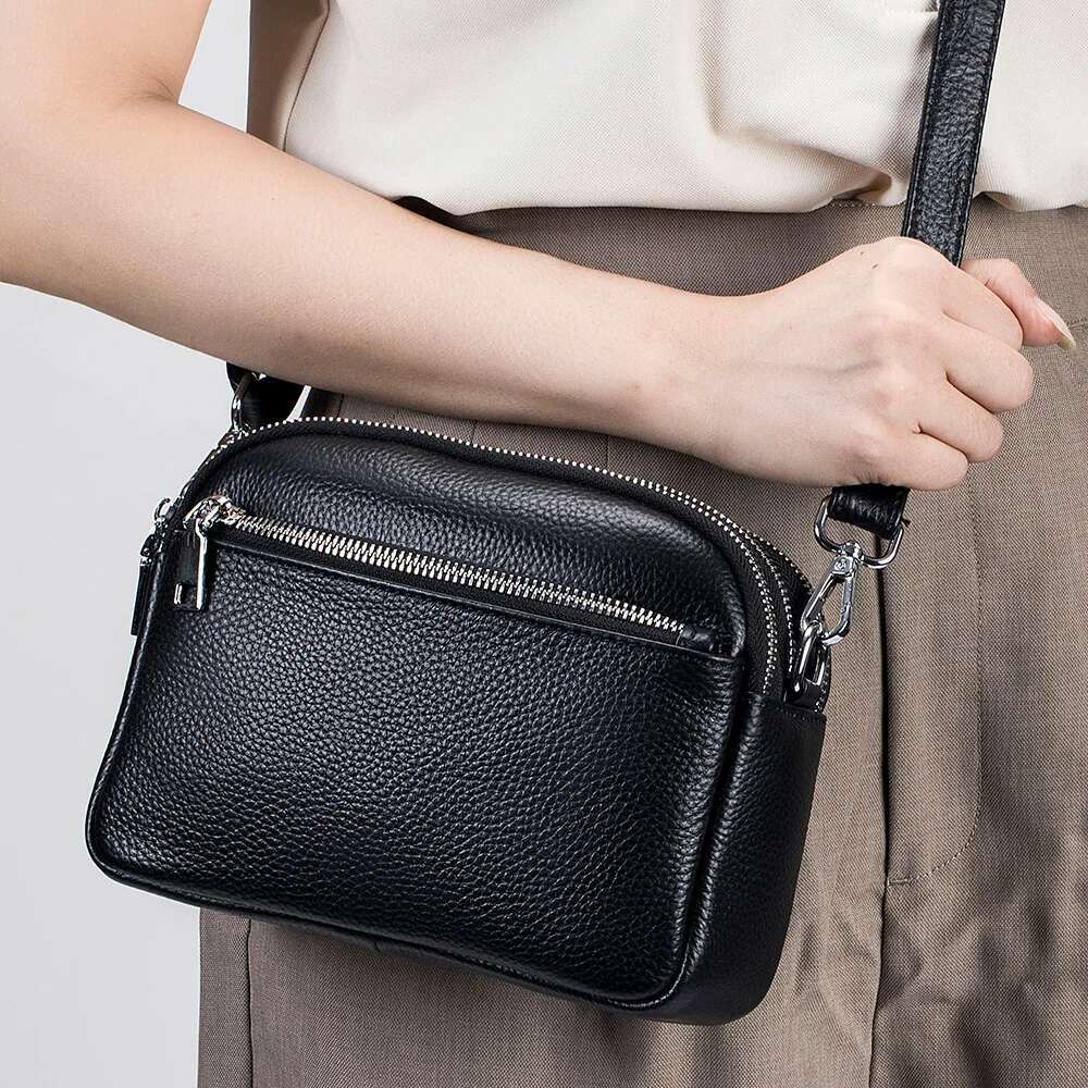 Genuine Leather Versatile Shoulder Bag Women Cowhide Crossbody Designer Tote Handbag Lipstick Key Phone Pouch Messenger