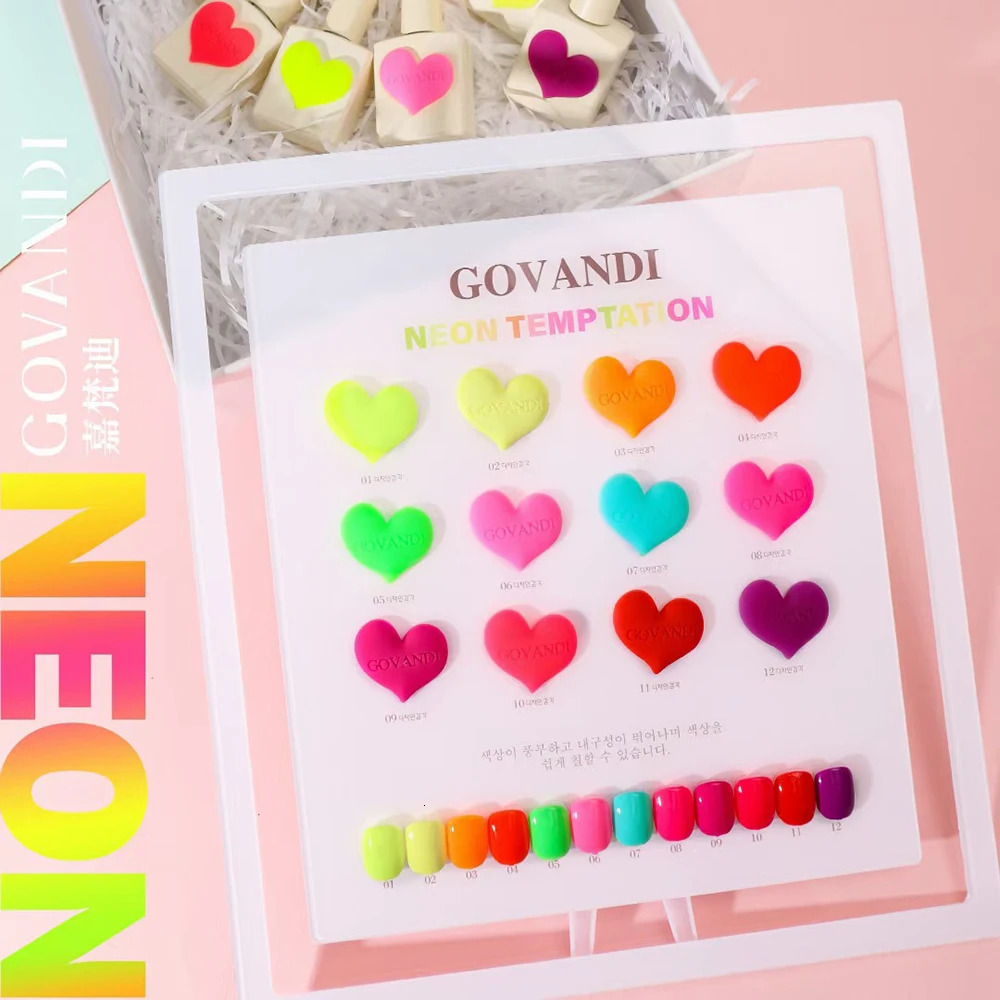 12pcs Candy Fluorescent Color Gel Polish Set WITH Loverly Bottle15ml Jelly Gel Soak Off UV Gel For Nail Salon Wholesale Set 250321