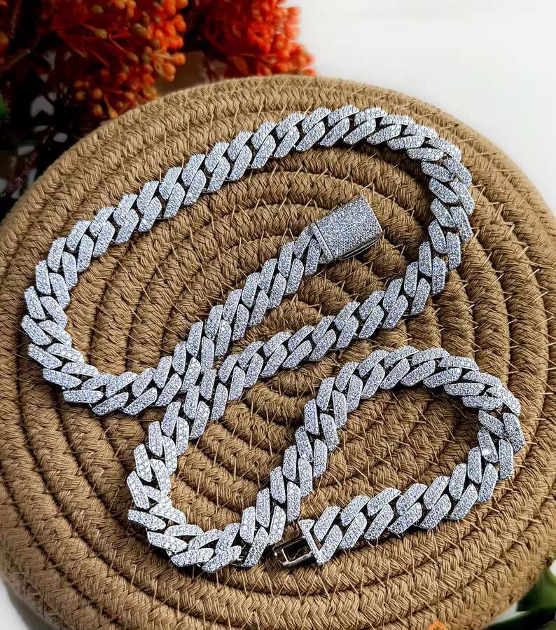 Top Demanding Hip Hop Jewelry 6-25mm VVS Moissanite Cuban Link Chains and Bracelets in Lab Grown Diamond Choker Link Bracelet