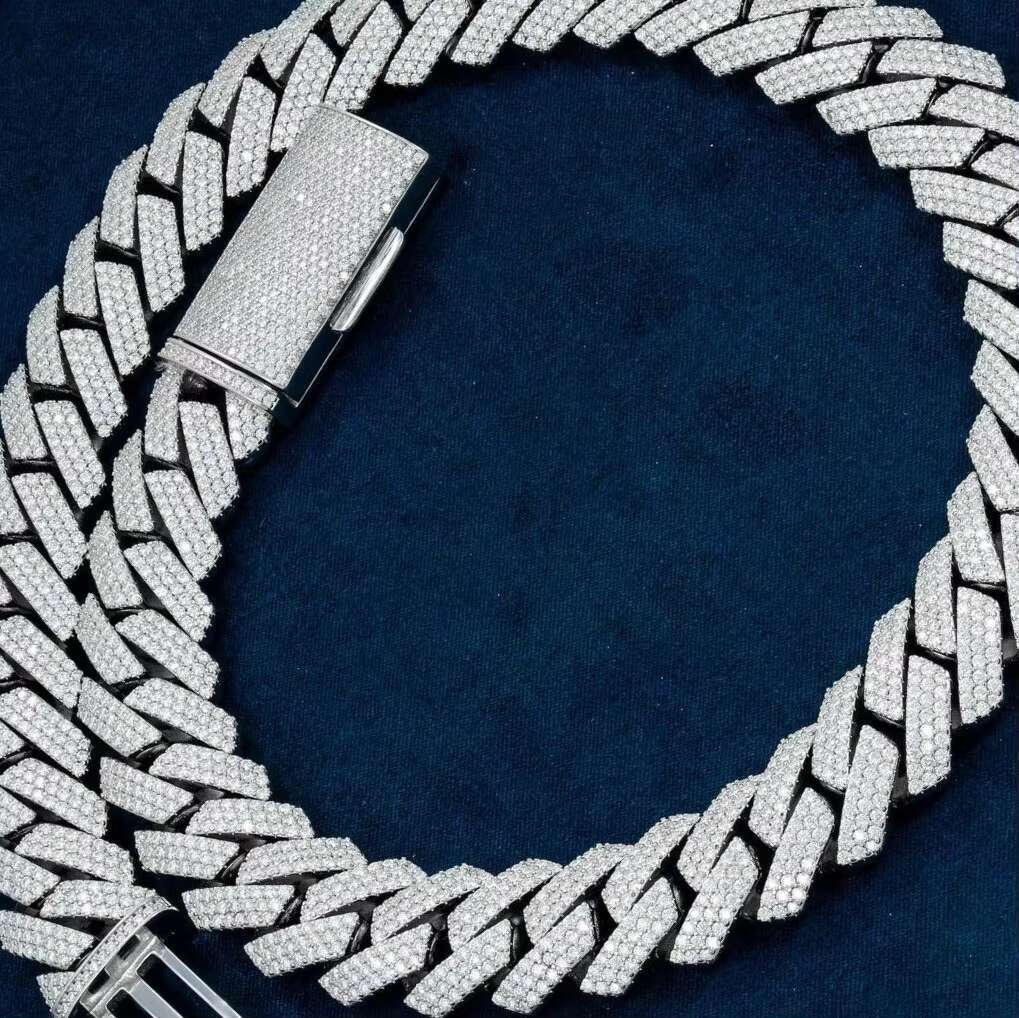 Moissanite Diamond Cuban Chain crafted in 925 Sterling Silver Fully Iced out Mens Hip Hop Jewelry Hot selling wholesale price
