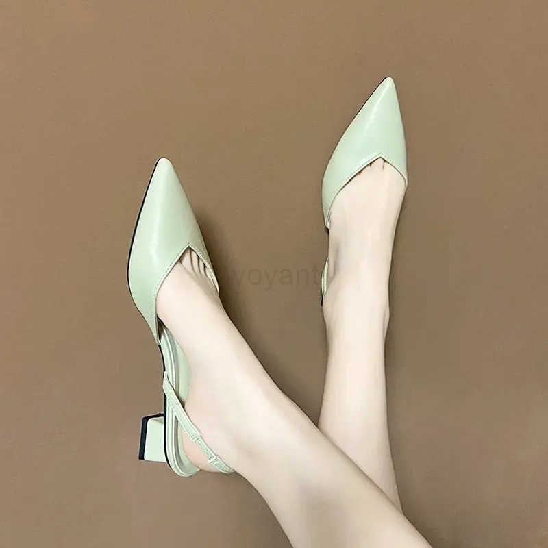 2022 New Fashion All-match Temperament Wens Single Shoes Solid Color Square Heel Pointed Toe Shoes for Wen Z250326