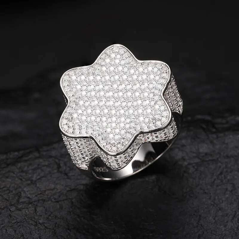 Top Quality Unisex Moissanite Rings For Men Hip Hop Jewelry Sterling Silver 925 Bling Gold Plated 18K White Rings