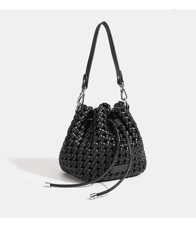 Women's Bags Bucket Bags With Leather Handles Large Cross PU Woven Tote Bag Branded Aesthetic Sier Women's Bags