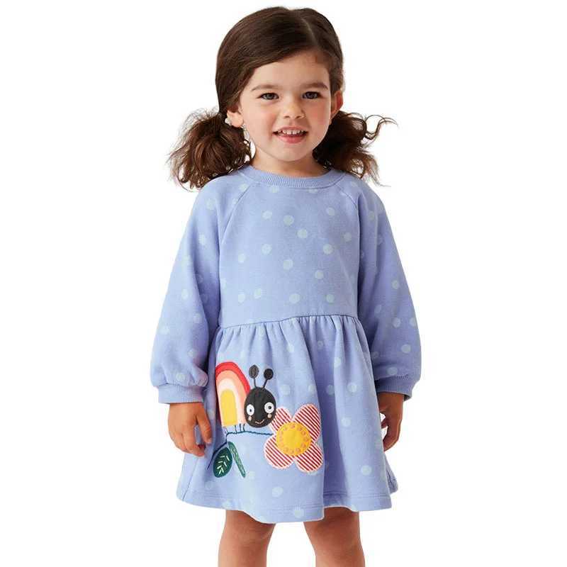 Jumping Meters 2-7T Autumn Winter Princess Dress Animal Flower Embroidery Long Sleeve Baby Par Clothing Sweater W250326
