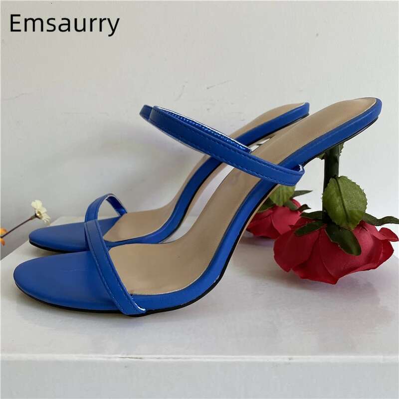 Individual Rose Heel Summer Mules For Girls Genuine Leather Narrow Band Sgbacks Women Sandals 2025