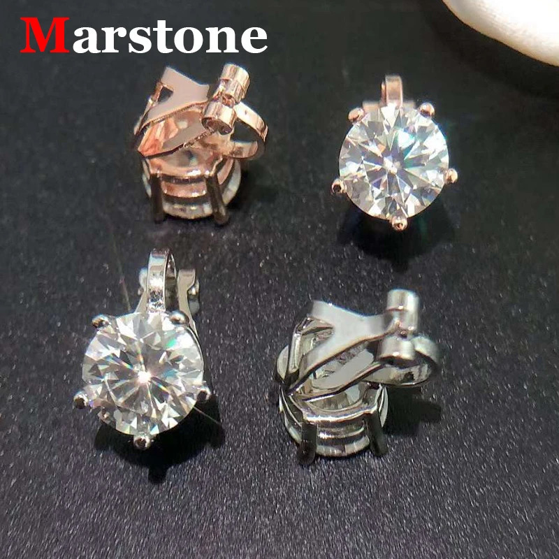 1/2CT D Color Diamond Earings Clip Copper Original Jewelry Earings Clip for Women without Earings Hole 250318