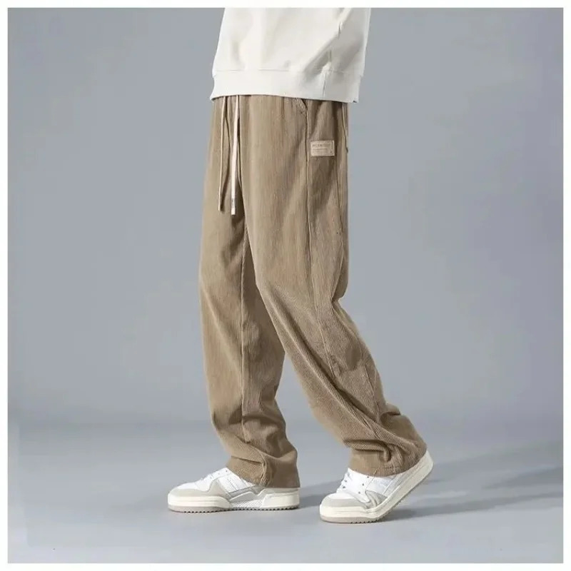 2024 Japanese Retro Corduroy Mens Casual Pants Spring and Autumn Straight Leg Work Clothes Trouser Style Fashion Sports 250326