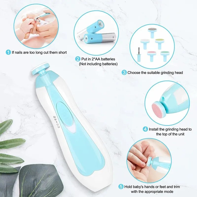 Electric Baby Nail Trimmer Multifunctional Kids Nail File Clippers Toes Fingernail Cutter Trimmer Manicure Tool Set Baby Care 250326