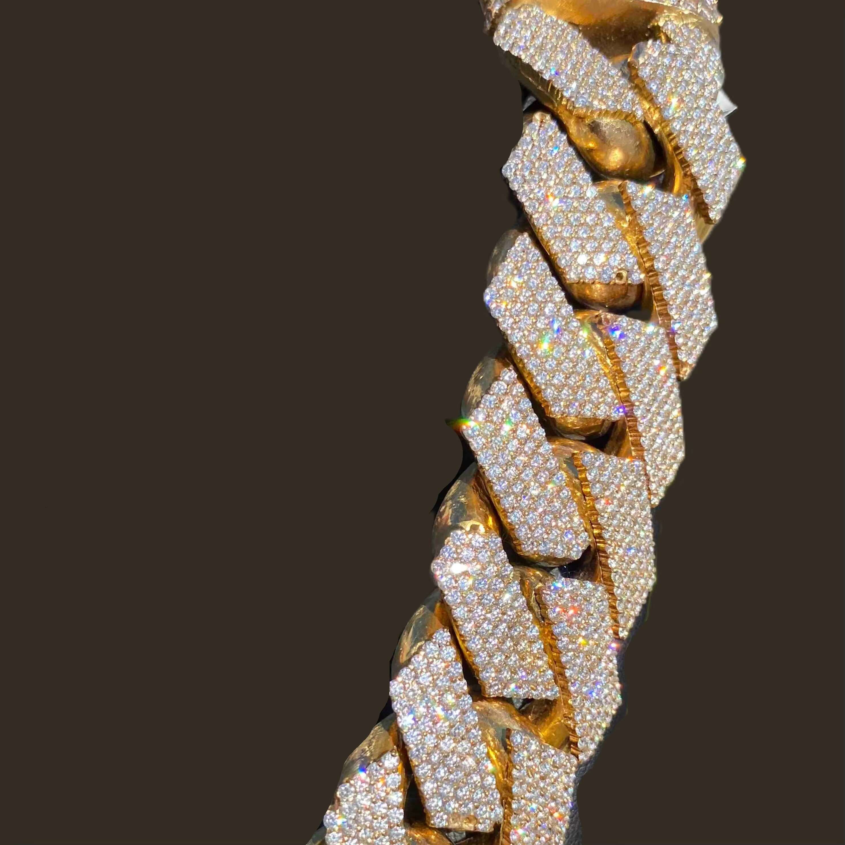 Custom 10k 14k Real Solid Gold Miami Cuban Link Necklace 20KT LG Diamond Chain for Rappers Man VVS Moissanite Necklace Women