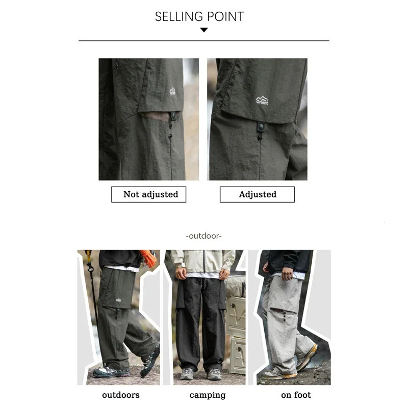 TFETTERS adjustable breathable casual pants for mens outdoor spring and summer mens cargo pants water tight 250324