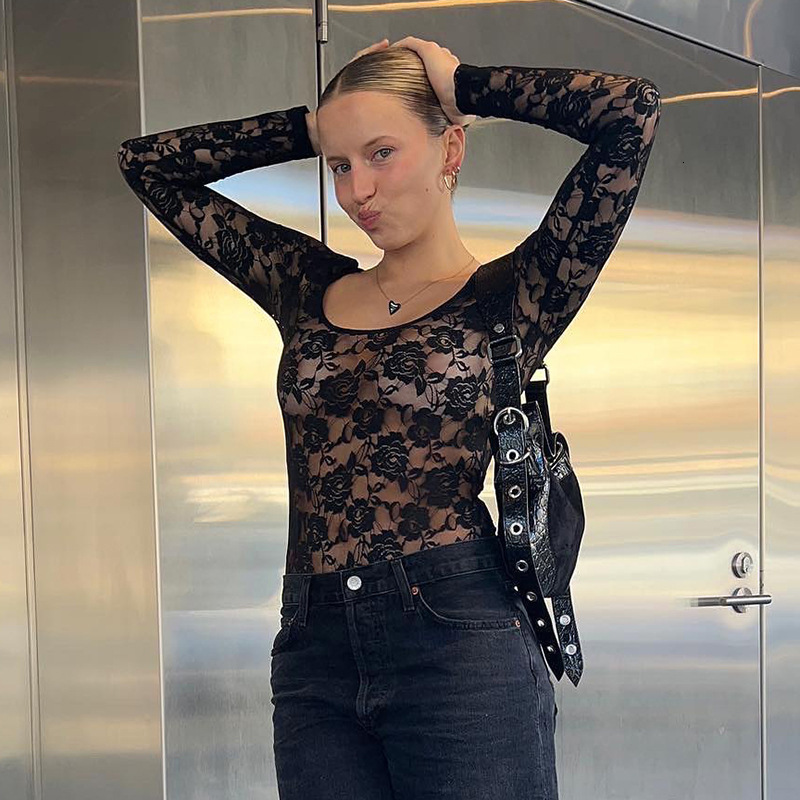 2025S Fashion Designer Q TP Women S Spring Summer New Collection Solid Color Big U Neck Lace Sexy T Shirt Top For Women