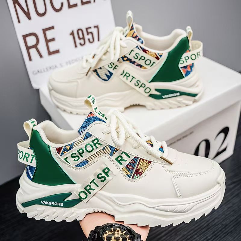 Men Casual Shoes New Design Sense Vintage Style Shoes Fashionable Trendy Outdoor khaki green Low-Top Board Shoes Free Shipping