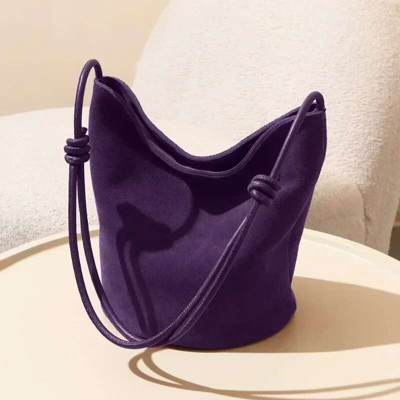 2025 New Tote Bucket Bolsos Mujer Vintage Handbag Shoulder Bags Commuter Drawstring Sac Femme Frosted Cowhide Leather Bolsas