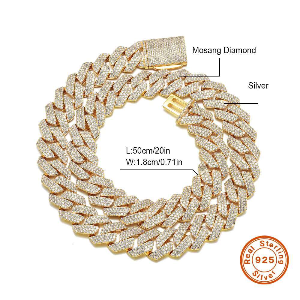 Wholesale Mens 925 Silver Cuban Link Chain Necklace VVS Diamond Hip Hop Style 6MM-14MM Moissanite Sizes Vary